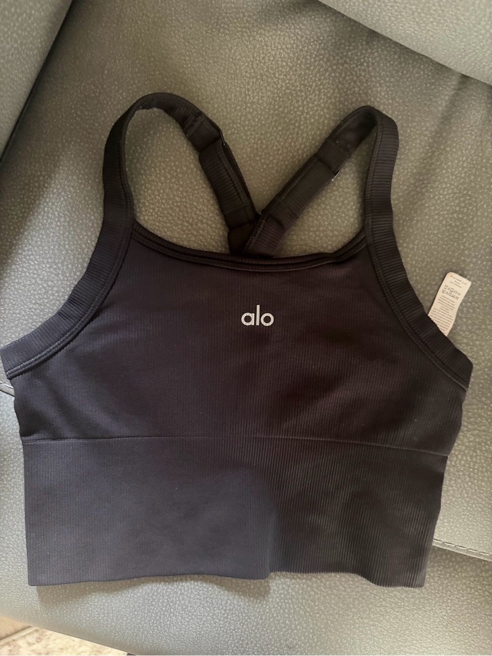 ALO Yoga Black Seamless Crossback Bra Crop Tank